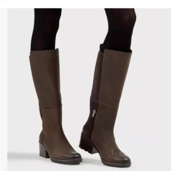 Sorel Cate leather knee-high boot. Block heel, brown, size 8 - Picture 10 of 13